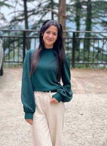 Stylish Teal Puff Sleeve Top