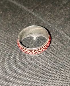 Chic Red &amp; Silver Women Band Ring