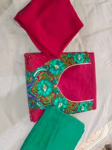 Fancy Chanderi Suit With Thread,