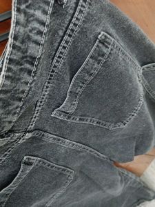 Washed Black Denim Cargo Pants