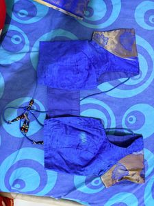 Royal Blue Saree with golden Border