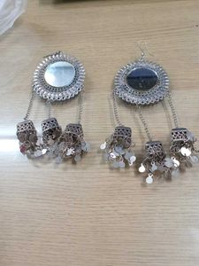 Silver Tone Jhumka Earrings