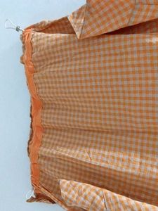 Orange Checkered Kurta ,cotton material,