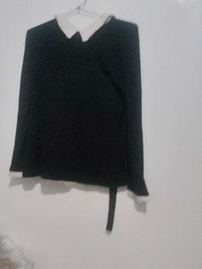 Chic Black Top with Peter Pan Collar