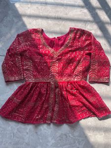 pink  & Gold Embroidered Ethnic Blouse