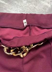 Stylish Bell Bottom Pants with Gold Chain Detail