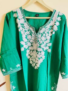 Green Embroidered Kurta