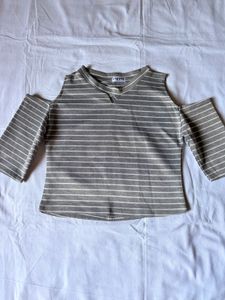 Striped Cold Shoulder Top
