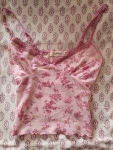 Glassons Pink Lace Trim Cami Top