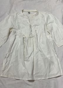 White Neck Embroidered Tunic