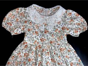 SHEIN Baby Girl Floral Print Dress with Lace Colla