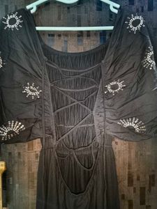 Embellished Blackless Maxi Dress