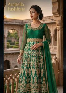 Elegant Green Embroidered Gown
