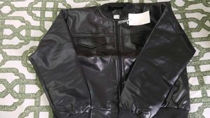 Black Faux Leather Bomber Jacket