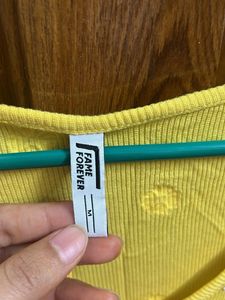 Yellow Daisy Embroidered V-Neck Top
