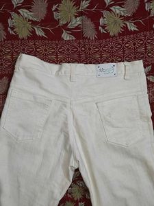 Women's White Denim Pant