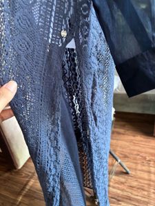 Elegant Navy Blue Lace Kurta
