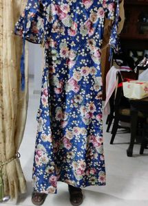 Vibrant Floral Print Blue Dress Material