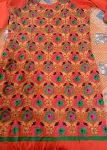 Embroidered Orange Kurta
