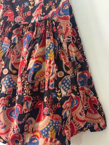 Boho Elephant Print Maxi Skirt with Slit