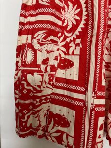 Boho Red &amp; White Print Midi Dress