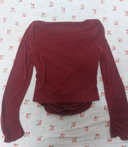 Burgundy Asymmetric Long Sleeve Top