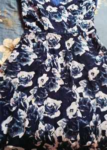 New Chic Floral Print Navy Blue Dress