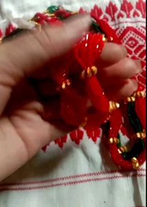 Red Beaded gorkha Nou gedi with Gold Accents 300rs