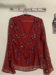 y2kRed Floral Print top