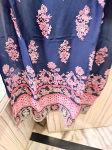 shopMulMul's Navy Blue Floral Kurta , no dupatta