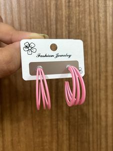 Baby Pink Mini Triple Hoop Earrings