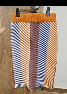 Striped Knit Midi Skirt