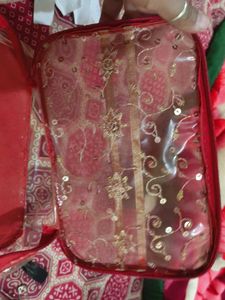 Red &amp; Gold Embellished Pouch