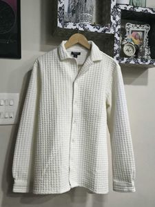 Aesthetic Ivorish White Puffed Full Sleeve Shirt