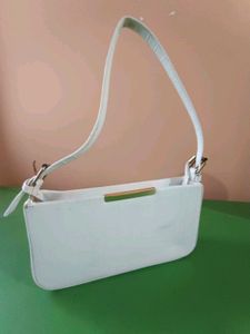 White Croc Embossed Shoulder Bag