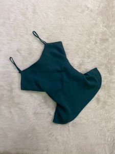 Cute Teal Spaghetti Strap Crop Top