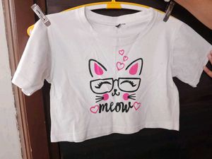 Cute Meow Cat Graphic Crop Top