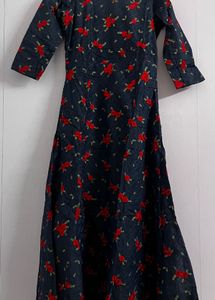 Dark Floral Print Gown with leggings