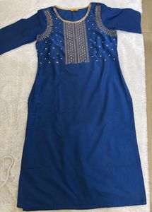 Elegant Blue Kurta with Gold Embroidery