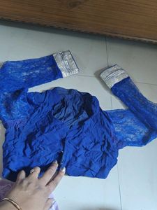 Royal Blue Lace Sleeve Blouse