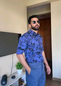 Pure Cotton Semi Formal Slim Fit Shirt For Men