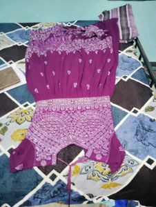 Elegant Purple Embroidered Gown