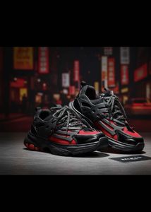 Stylish Black & Red Chunky Sneakers