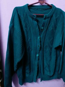 Teal Diamond Knit Cardigan