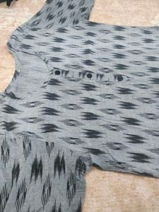 Grey Ikat Print Kurta