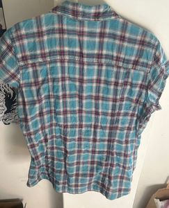 Blue Plaid Button-Up Shirt