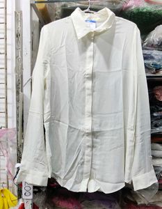 Chic Cream Sheer Button-Up Top