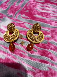 Golden Earrings With Gold AD Stone