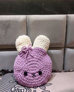 Handmade Crochet Bunny Pillow (Soft Plush Cushion)