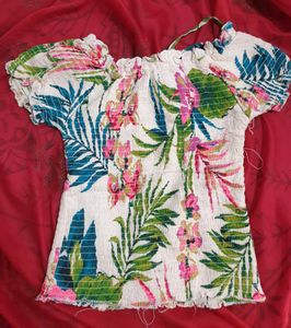 Ribbed Floral Crop Top